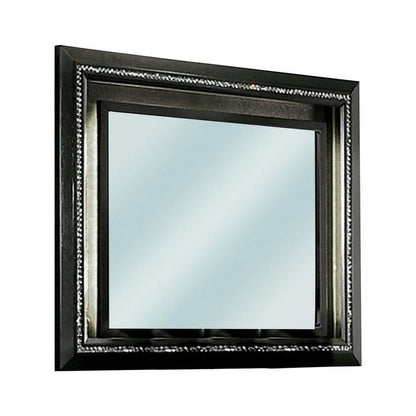 46 Inch Contemporary Style Wooden Mirror, Metallic Gray - View 2