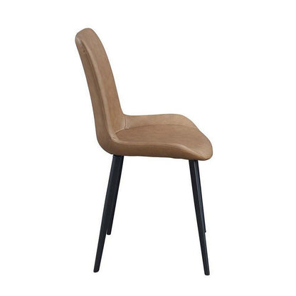 Eli 20 Inch Parson Style Dining Chair, Vegan Leather, Set of 2, Tan Brown - View 3