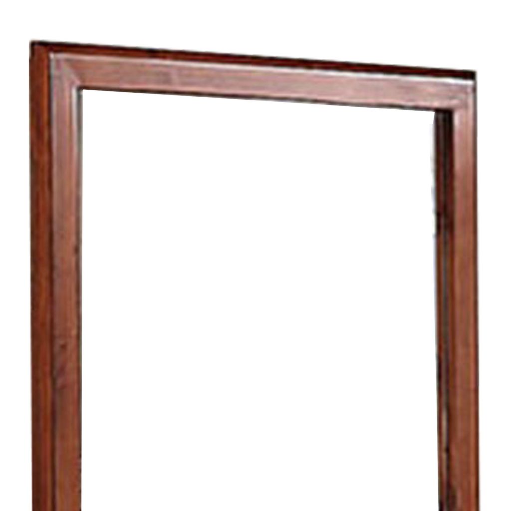 36 Inches Rectangular Wood Encased Mirror, Brown - View 2