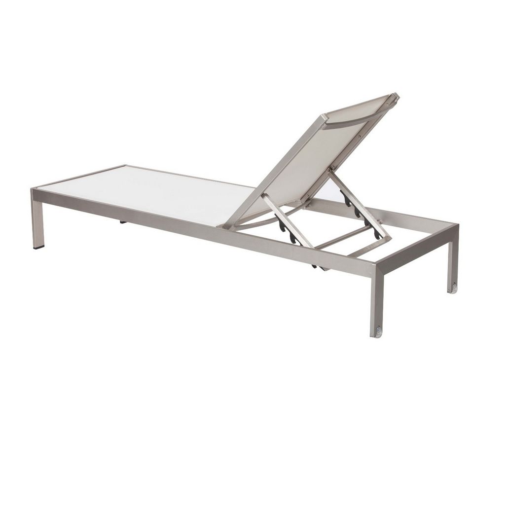 Anodized Aluminum Modern Patio Lounger In White - View 7