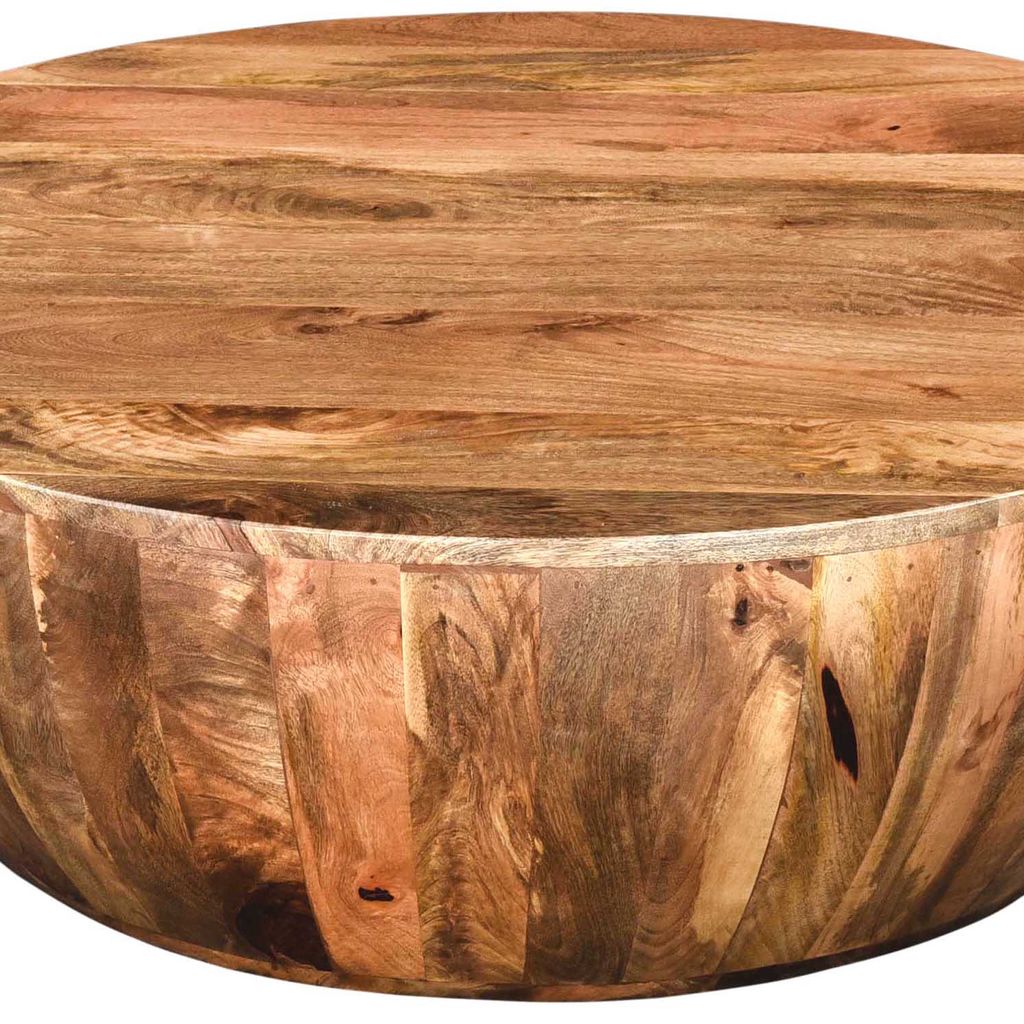 Arthur Mango Wood 35.5 Inch Coffee Table In Round Shape, Dark Brown - View 7
