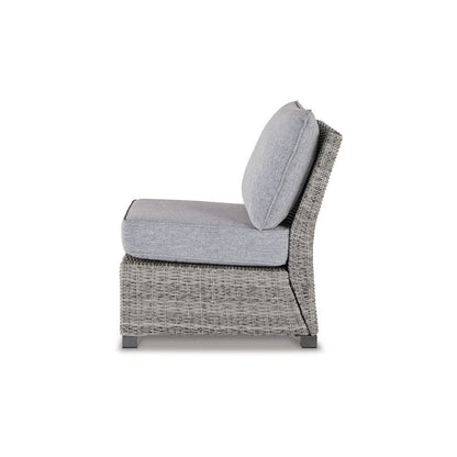 24 Inch Outdoor Accent Chair, Gray Cushions and All Weather Resin Wicker - View 3