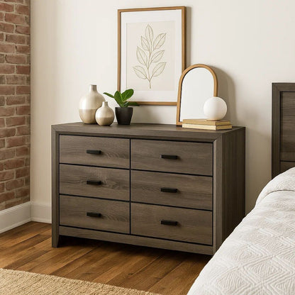 Dresser with Black Rectangular Pulls, Gray - View 7