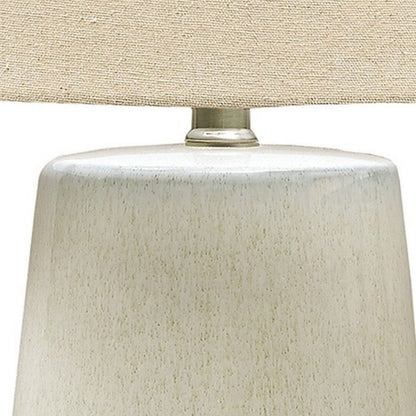 Speckled Ceramic Base Table Lamp with Drum Shade, Beige - View 4