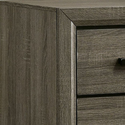 24 Inch 2 Drawer Wooden Nightstand with Finger Pulls, Brown - View 2