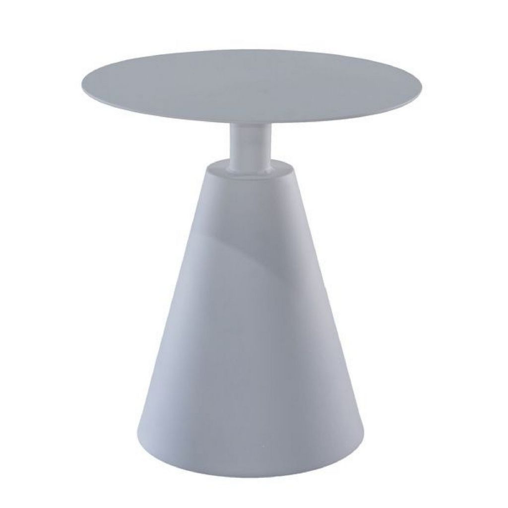 22 Inch Outdoor, Aluminum Side Table with Cone Shaped Base, White