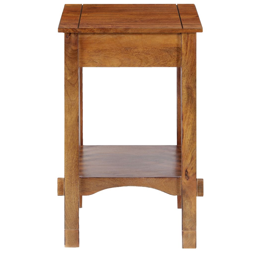 Spacious Mango Wood Telephone Stand with Slatted Side Panels, Brown - View 3