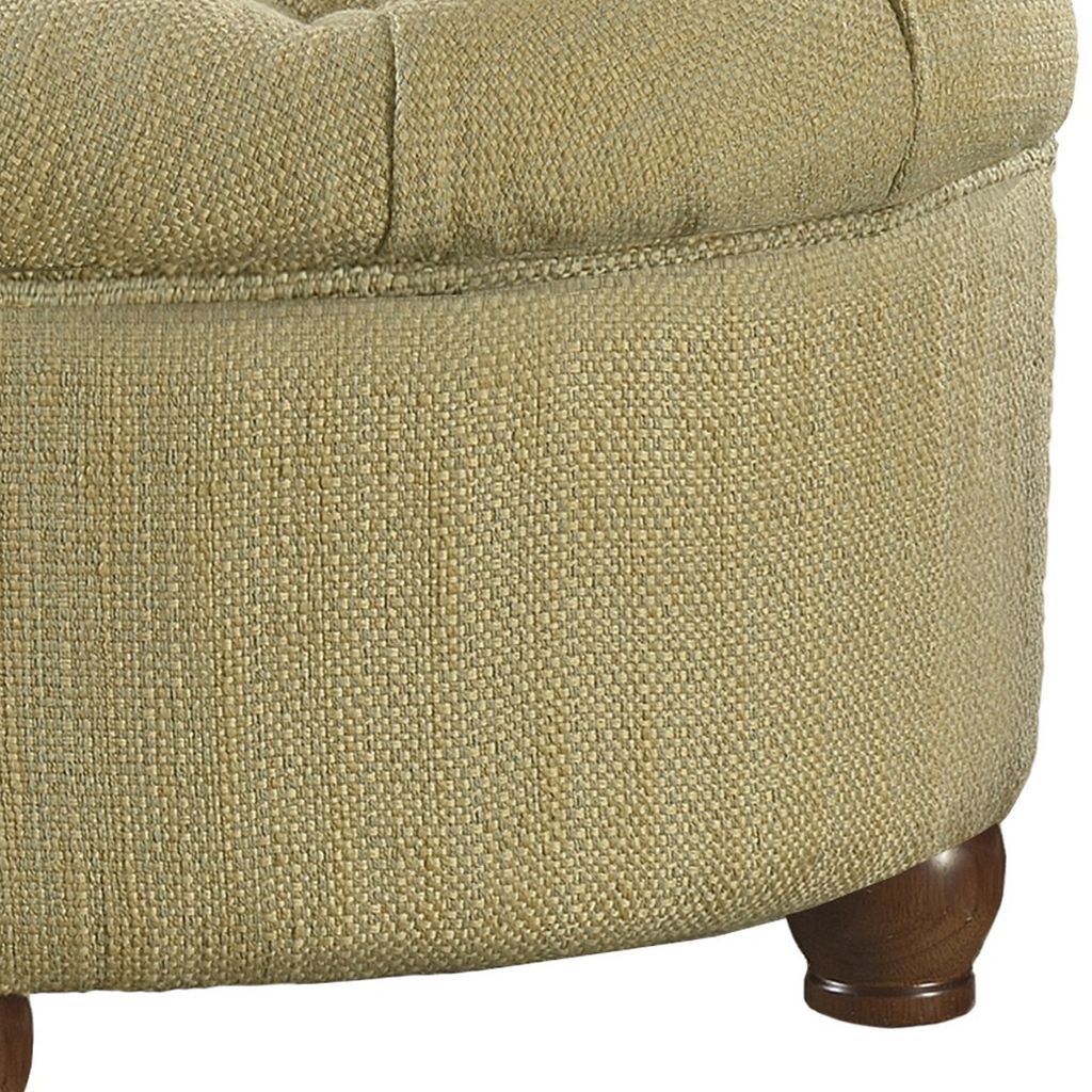 Fabric Upholstered Wooden Ottoman with Tufted Lift Off Lid Storage, Beige and Brown - View 5