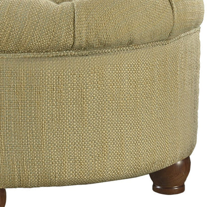 Fabric Upholstered Wooden Ottoman with Tufted Lift Off Lid Storage, Beige and Brown - View 5