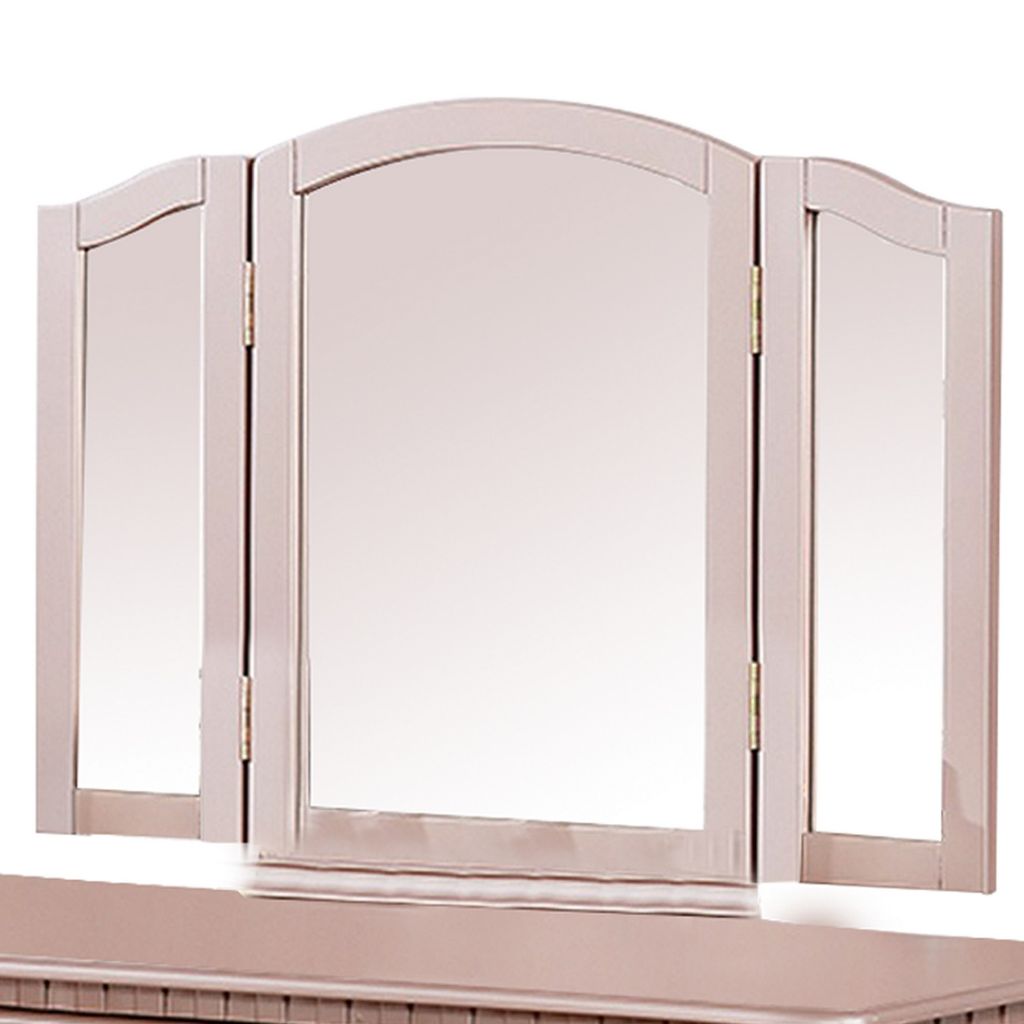 Vanity Set with Turned Tapered Legs and Three Piece Mirror, Rose Gold - View 3
