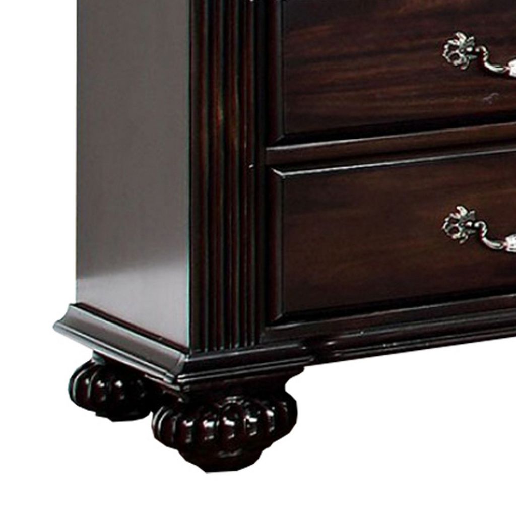 Syracuse Traditional Style Beautiful Nightstand, Dark Walnut - View 5