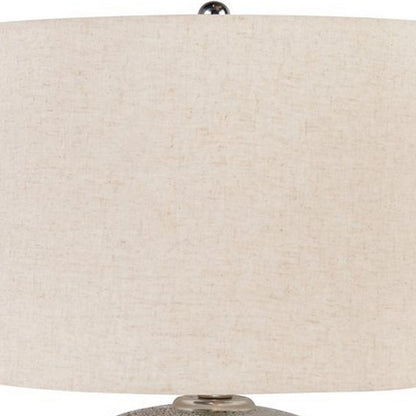 Bellied metal Body Table Lamp with Splotched Details, Brass and Cream - View 2