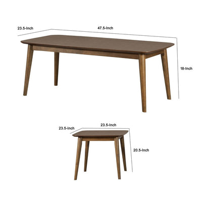 3 Piece Rectangular Coffee and Square End Table Set, Rich Walnut Brown Wood - View 5