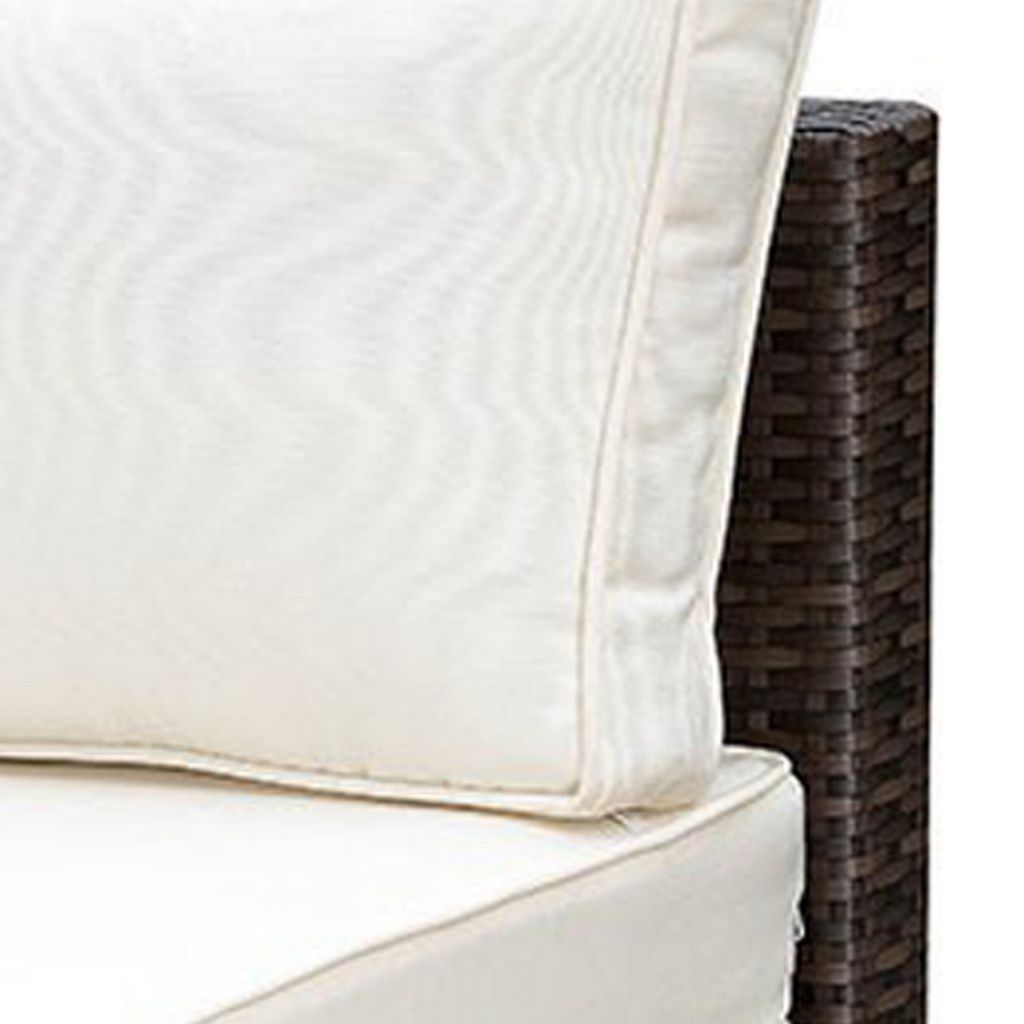 Aluminum Frame Patio Side Chair With Cushioned Seating, Ivory & Espresso Brown - View 4