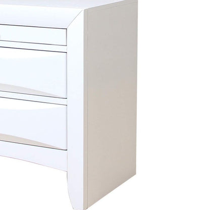 Contemporary 3 Drawer Wood  Nightstand By Ireland, White - View 4