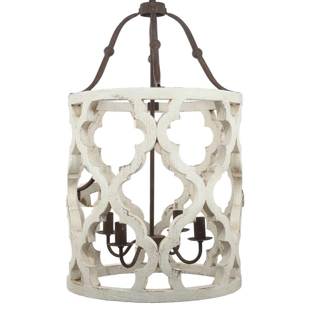 Joliette 4 Light Wood Chandelier, White - View 3