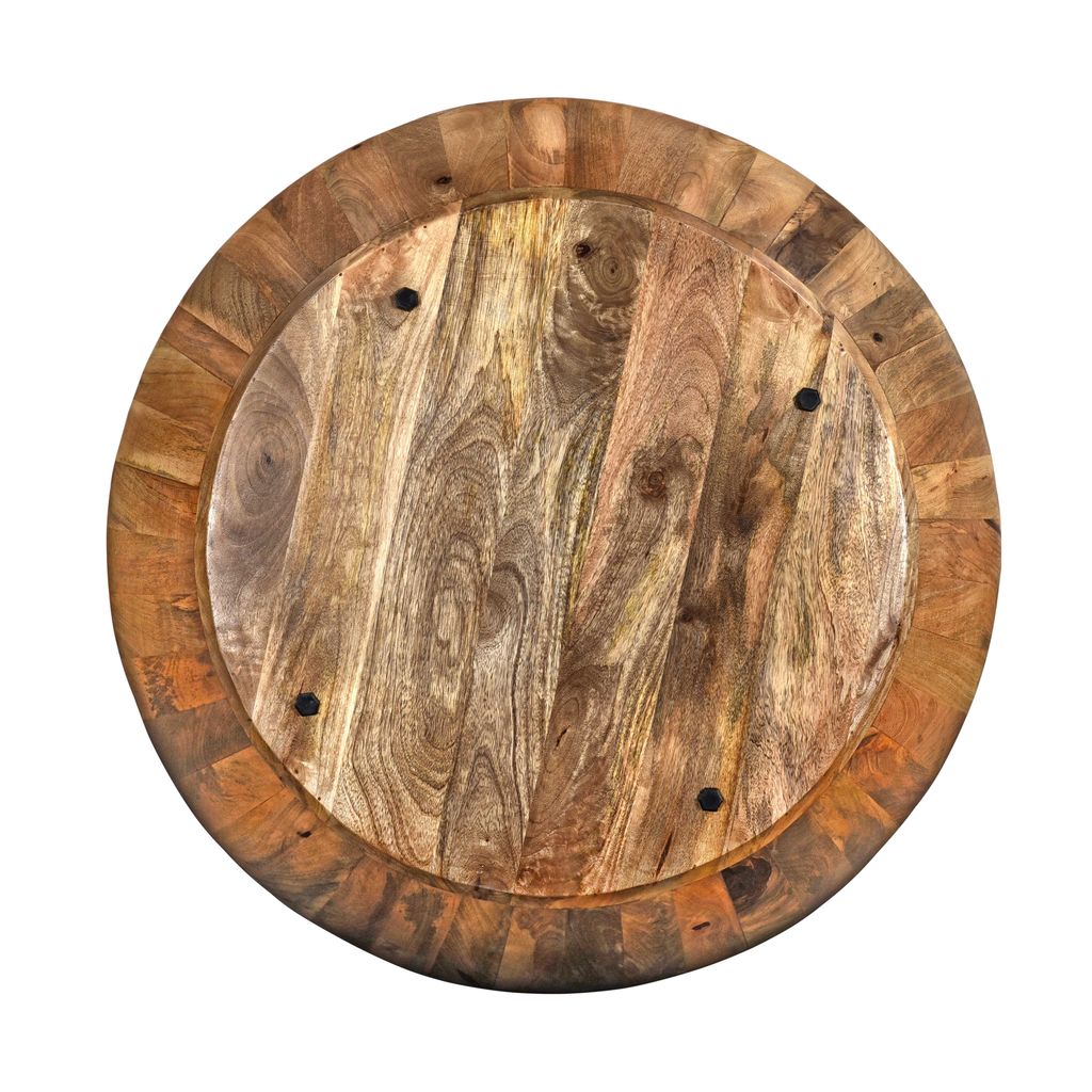 Arthur Mango Wood 35.5 Inch Coffee Table In Round Shape, Dark Brown - View 6