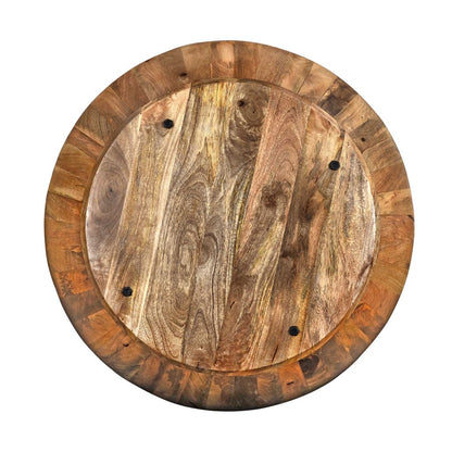 Arthur Mango Wood 35.5 Inch Coffee Table In Round Shape, Dark Brown - View 6