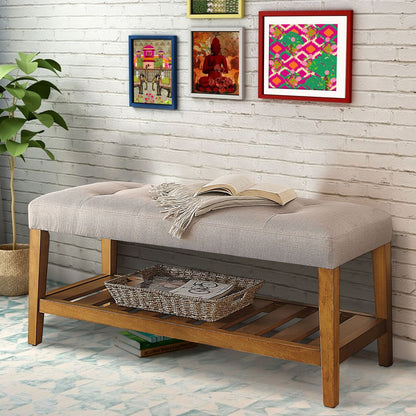 Wooden Bench, Light Gray & Oak - View 6