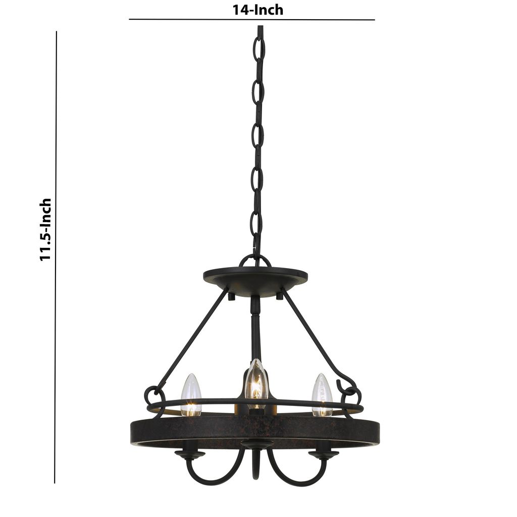 60 X 3 Watt Metal Frame Pendant with Hardwired Switch, Textured Gray - View 5