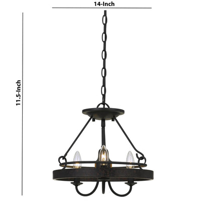 60 X 3 Watt Metal Frame Pendant with Hardwired Switch, Textured Gray - View 5