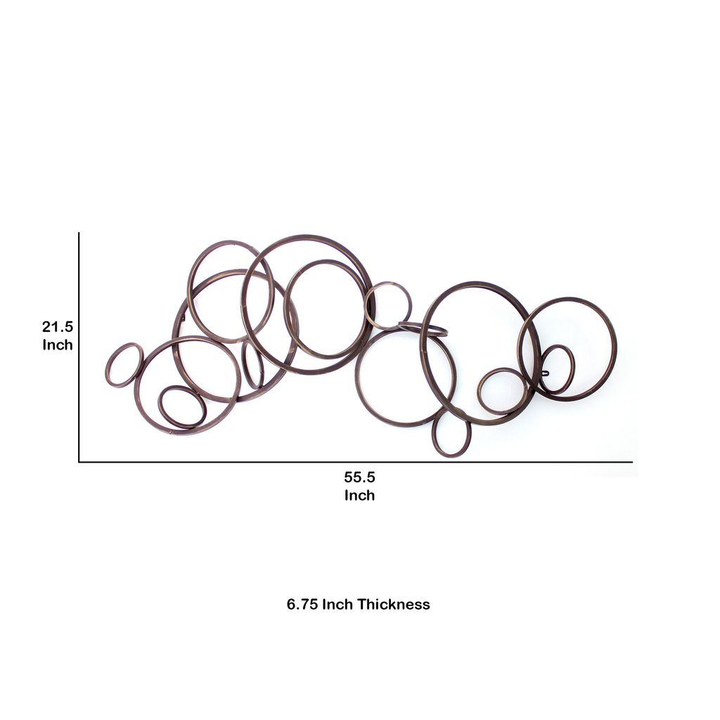 Industrial Style Metal Wall Decor with Multiple Circles, Bronze - View 5