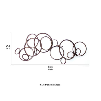 Industrial Style Metal Wall Decor with Multiple Circles, Bronze - View 5