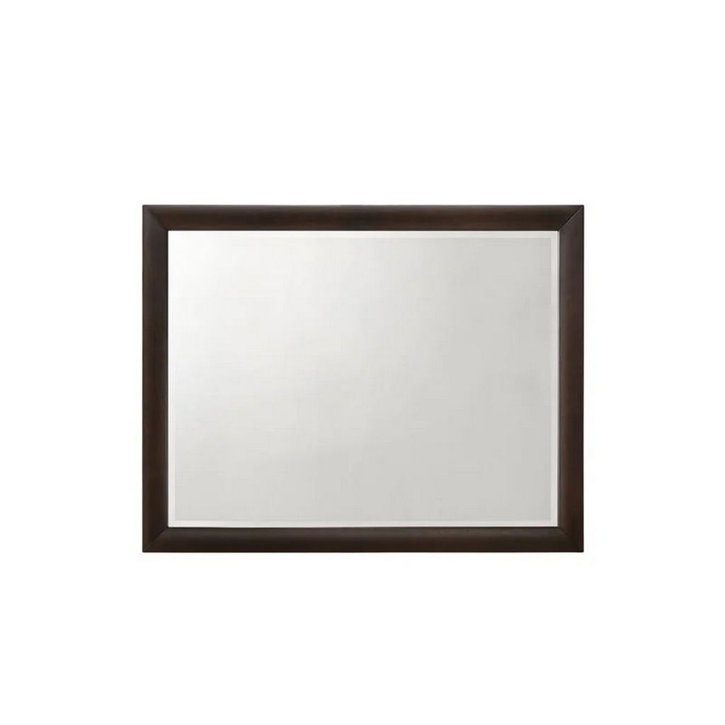 Wooden Rectangular Wall Mirror with Mounting Hardware, Brown - View 3
