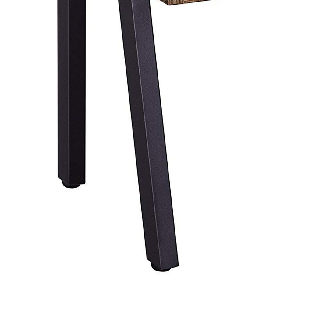 Wooden Stackable End Table with Inverted Iron Legs and Storage Compartment, Brown and Black - View 5