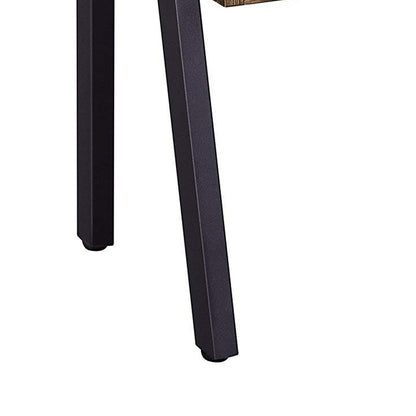 Wooden Stackable End Table with Inverted Iron Legs and Storage Compartment, Brown and Black - View 5