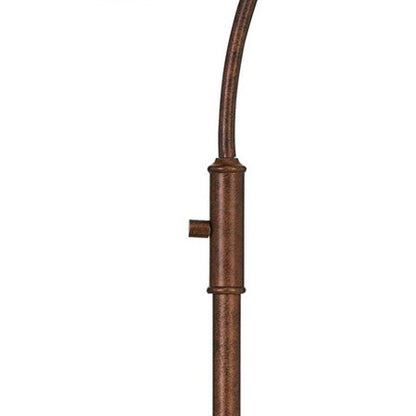 60 Inch Metal Downbridge Design Floor Lamp with Caged Shade, Rustic Bronze - View 3