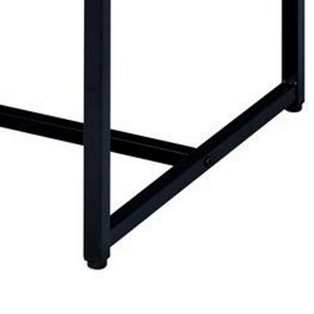 Contemporary Style Rectangular Wood and Metal End Table, Brown and Black - View 5