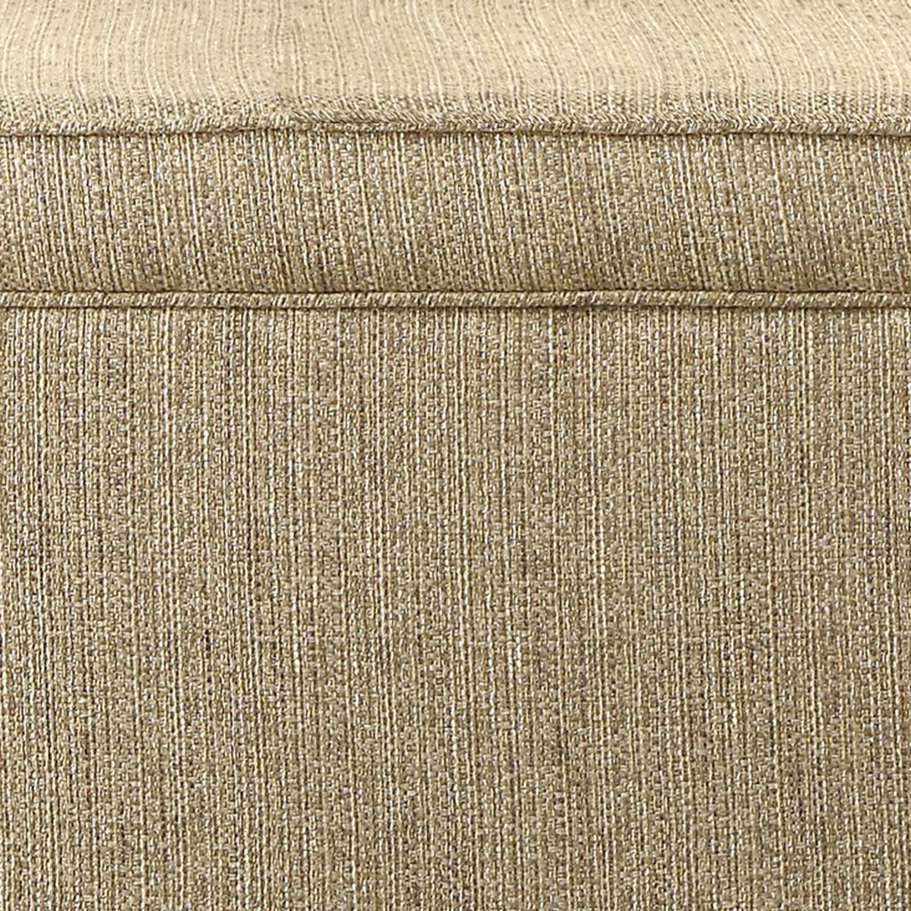 Rectangular Fabric Upholstered Wooden Ottoman with Lift Top Storage, Brown - View 4