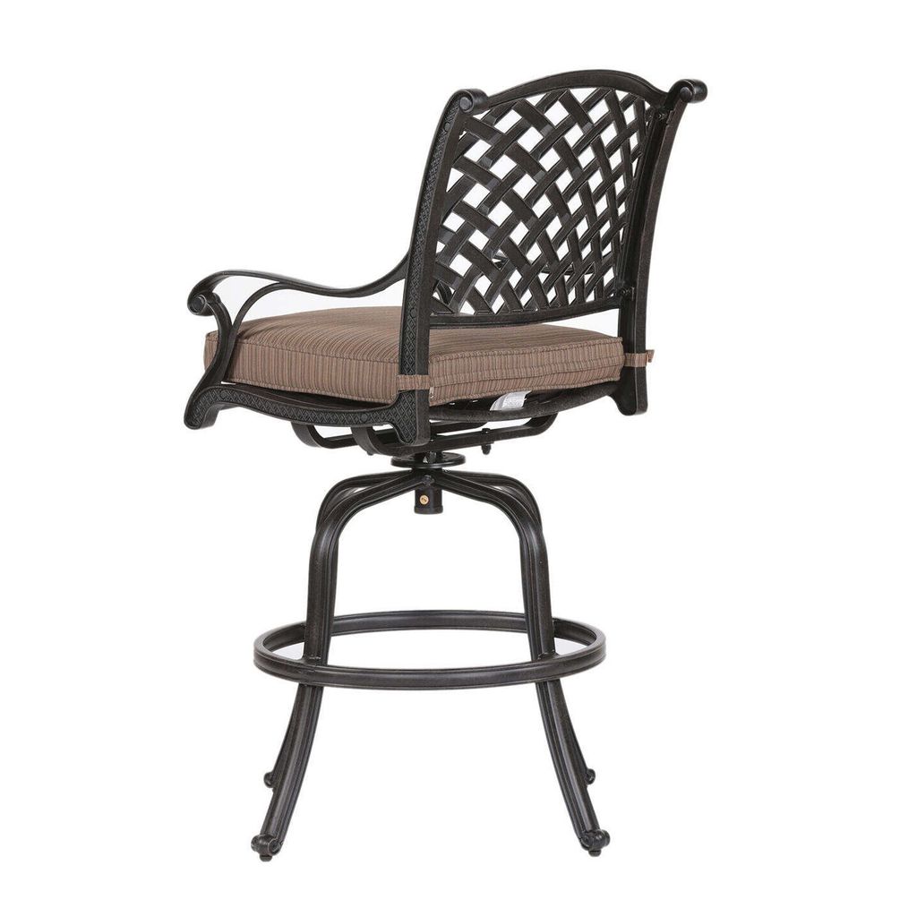 49 Inch Zoe Swivel Outdoor Bar Stool, Set of 2, Black and Brown - View 7