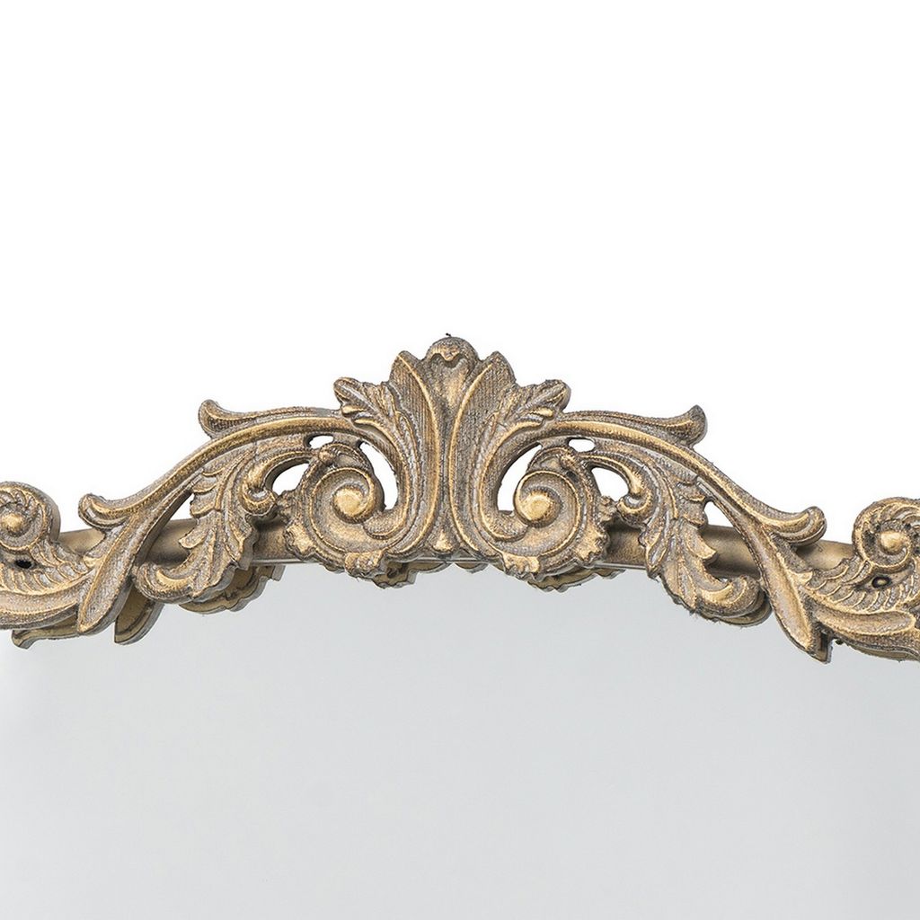 Kea 66 Inch Wall Mirror, Gold Curved Metal Frame, Ornate Baroque Design - View 4