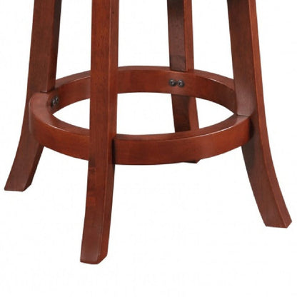 Sabi 24 inch Swivel Counter Stool, Solid Wood, Faux Leather, Brown, Black - View 5