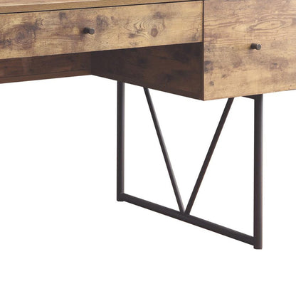 Voguish Style Writing Desk With 4 Drawers, Brown - View 5