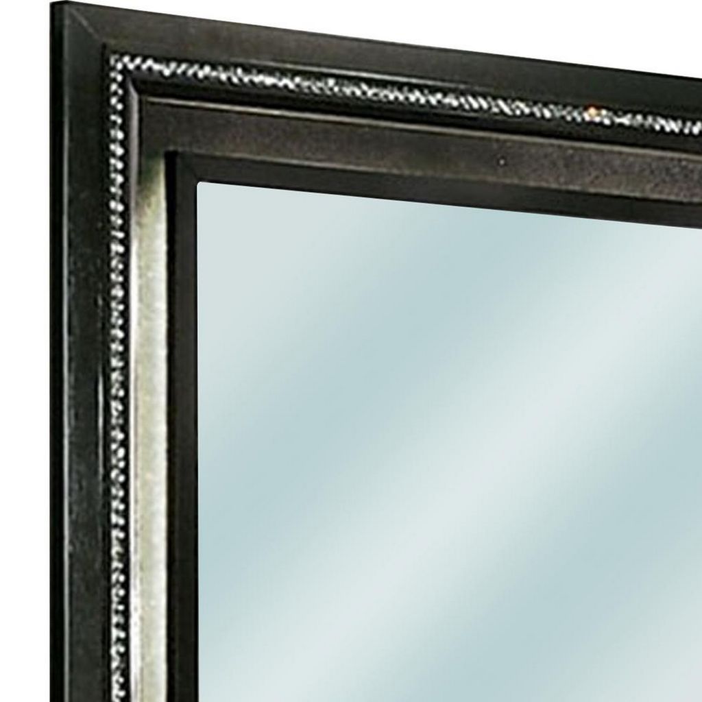 46 Inch Contemporary Style Wooden Mirror, Metallic Gray - View 3