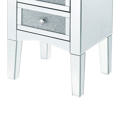 Wooden Night Table with 2 Spacious Drawers and Tapered Legs, Silver - View 4