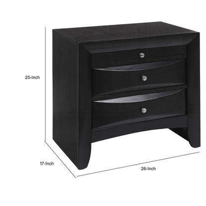 Contemporary 2 Drawer Wood  Nightstand By Ireland , Black - View 6