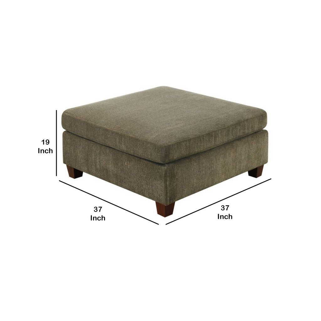 37 Inches Fabric Upholstered Wooden Ottoman, Taupe Brown - View 5