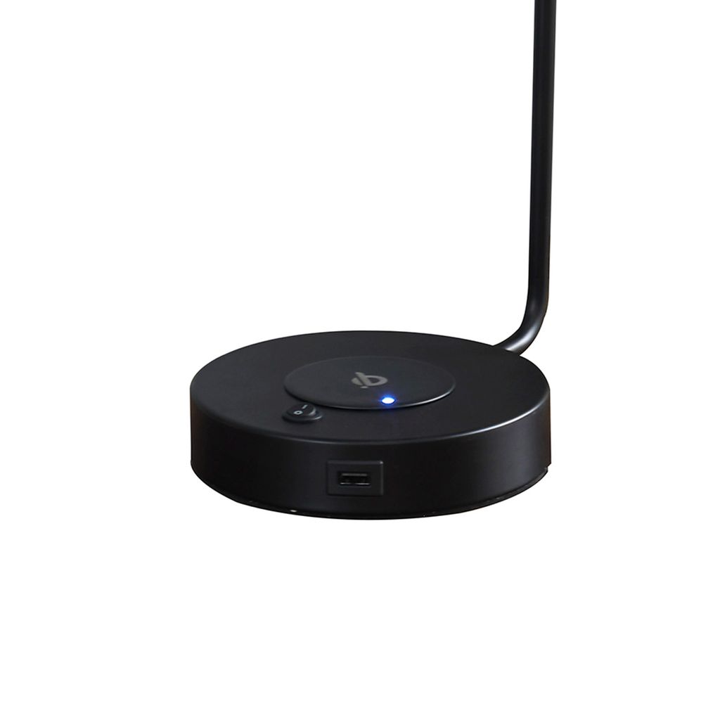 15 Inch Metal Table Lamp, Adjustable Shade, Wireless Charging, Black - View 4