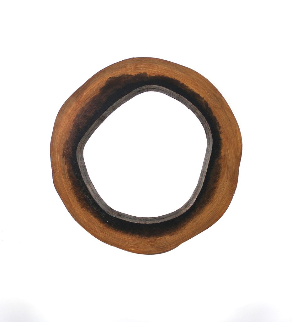 Wooden Wall Mirror Set of 2 with Grotto Circular Shape, Brown