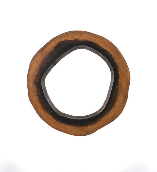Wooden Wall Mirror Set of 2 with Grotto Circular Shape, Brown