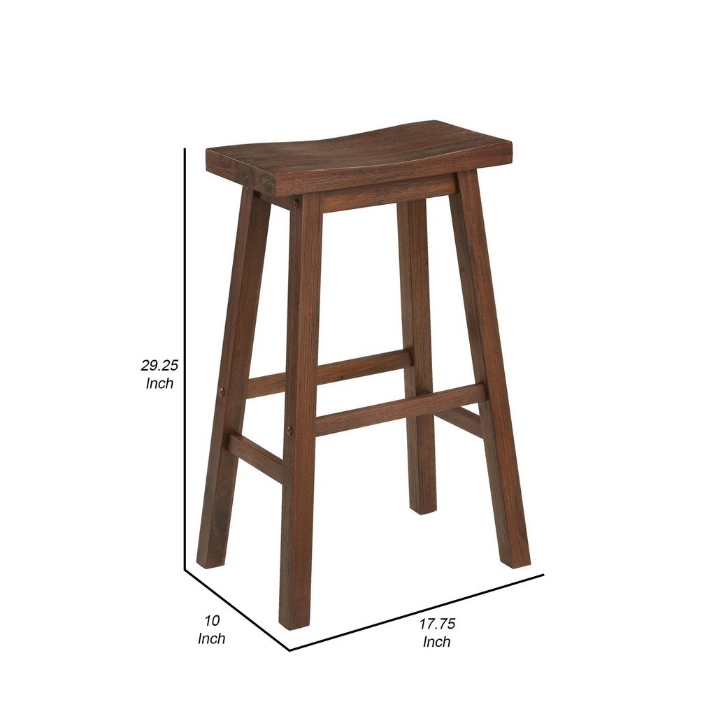 Saddle Design Wooden Barstool with Grain Details, Brown - View 5
