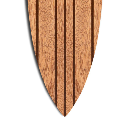 Contemporary Wooden Surfboard Wall Art with Block Stripe Print, Brown - View 3