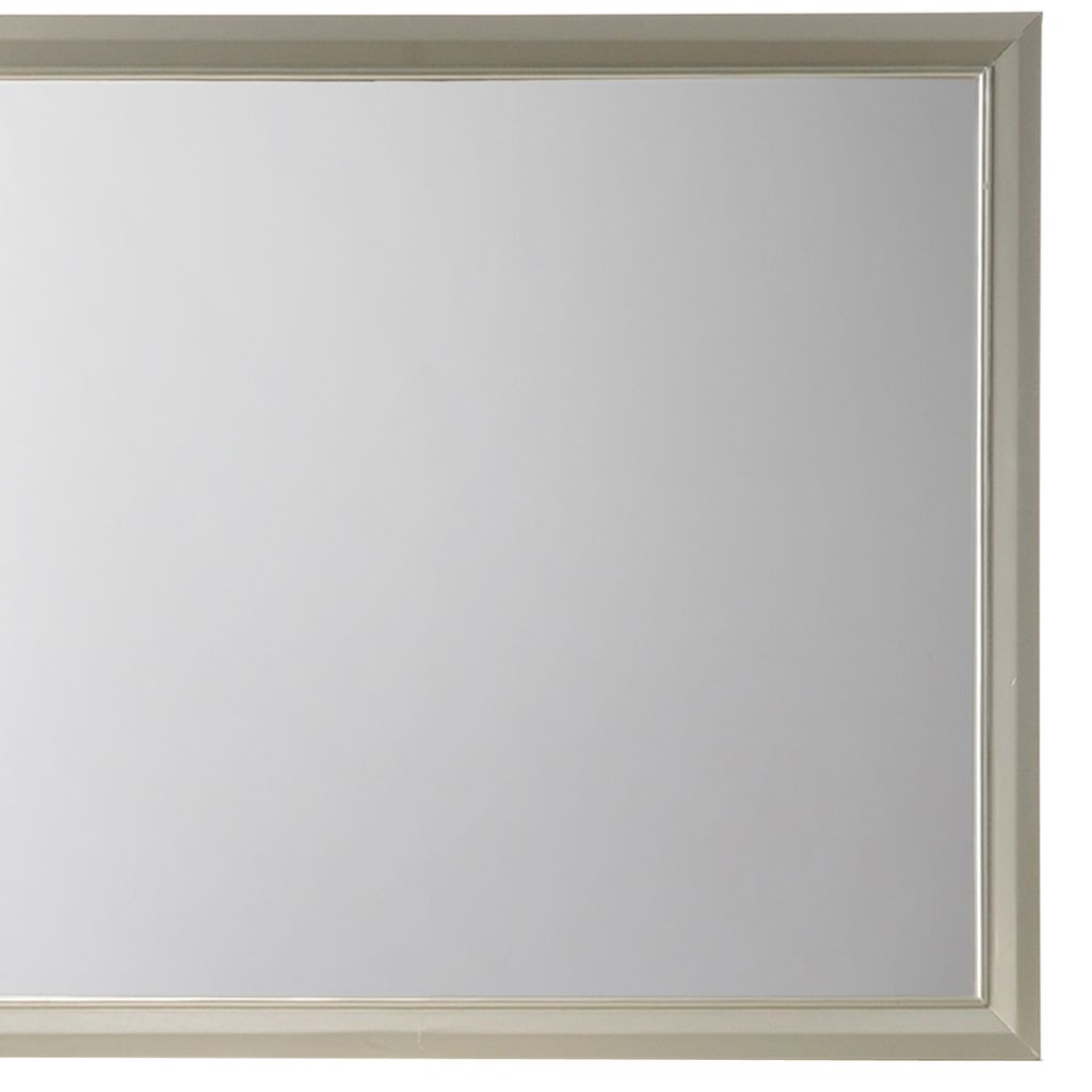 Rectangular Wood Encased Dresser Top Mirror, Champagne Silver - View 2