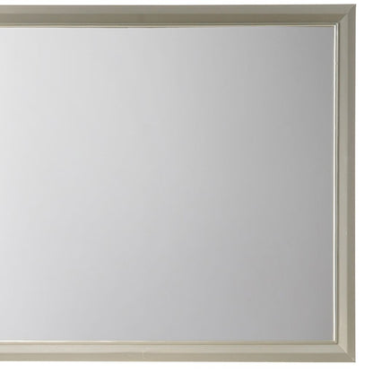 Rectangular Wood Encased Dresser Top Mirror, Champagne Silver - View 2