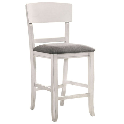 Wooden Counter Height Chair with Curved Back, Set of 2, White and Gray - View 2