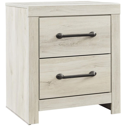Transitional Wooden Two Drawer Setup Nightstand with Bar Handles, White - View 3